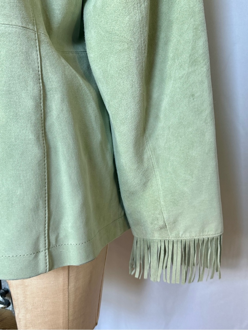 VINTAGE Green Suede Fringe Jacket - Picture 9 of 12